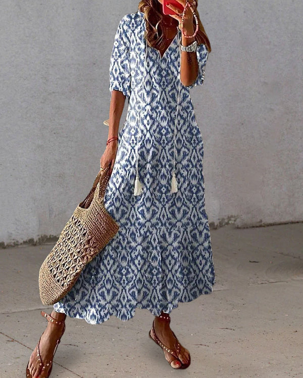 Lässiges Maxikleid mit Bunter Ikat-Print