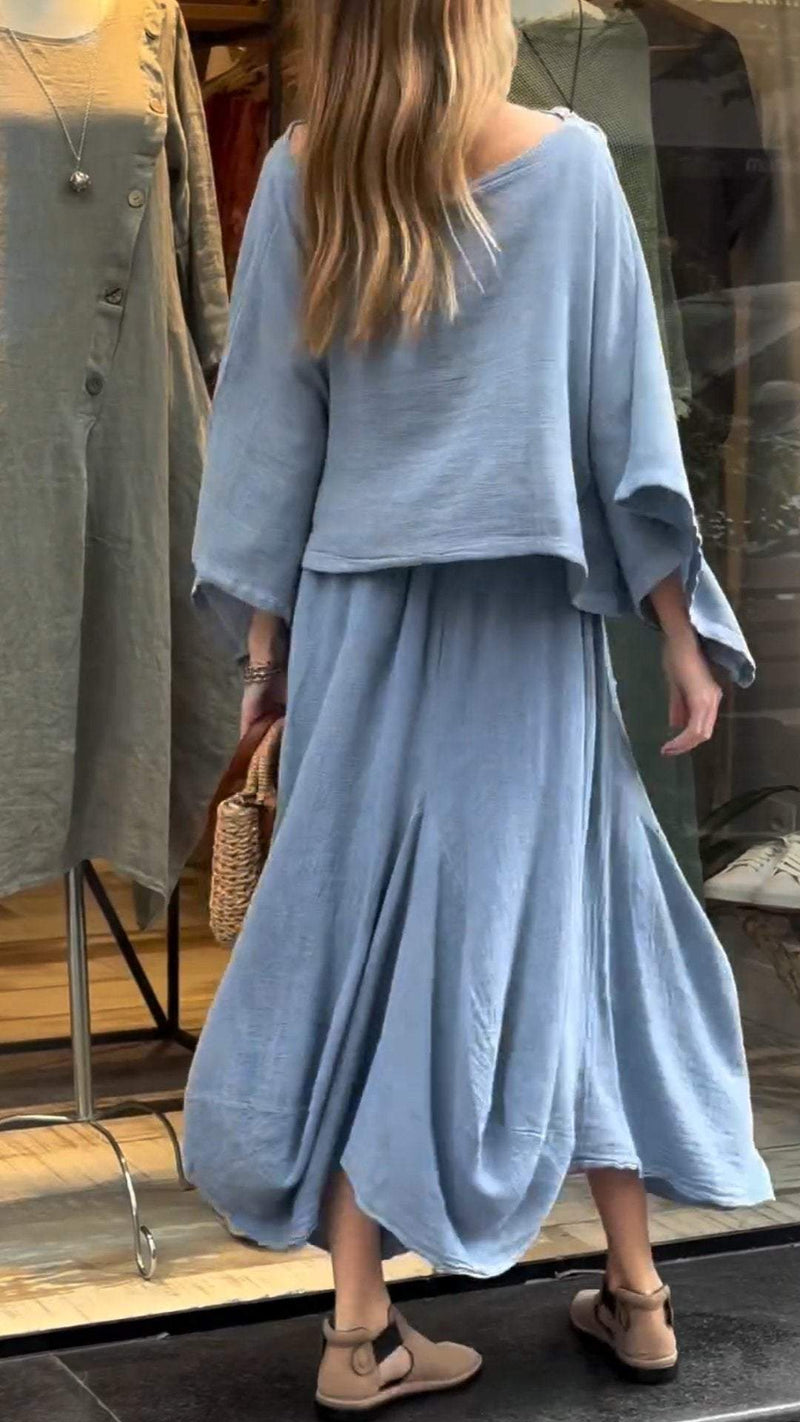 Damen Rundhals Freizeitkleid – Komfort und Stil aus Baumwolle und