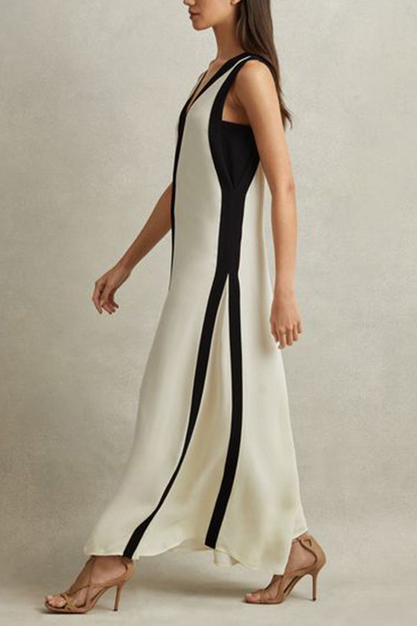 Elegantes Maxikleid im Wendestil mit Klaviertasten