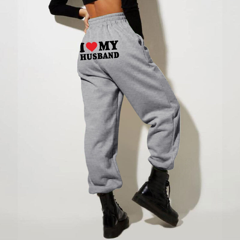 Damen-Jogginghosen mit Print und hoher Taille