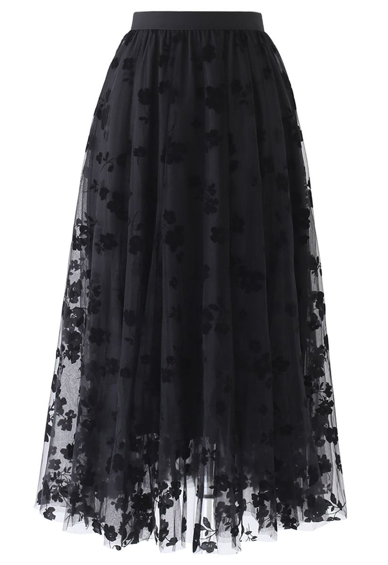 Hildegard - 3D Posy Midirock aus doppellagigem Material, karamell