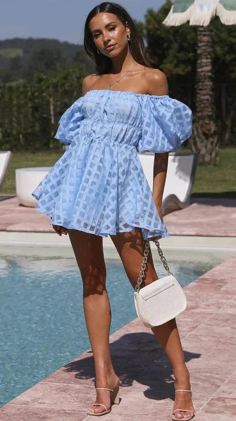 Schickes Heidi -Minikleid Mit Puffärmeln Für Frauen