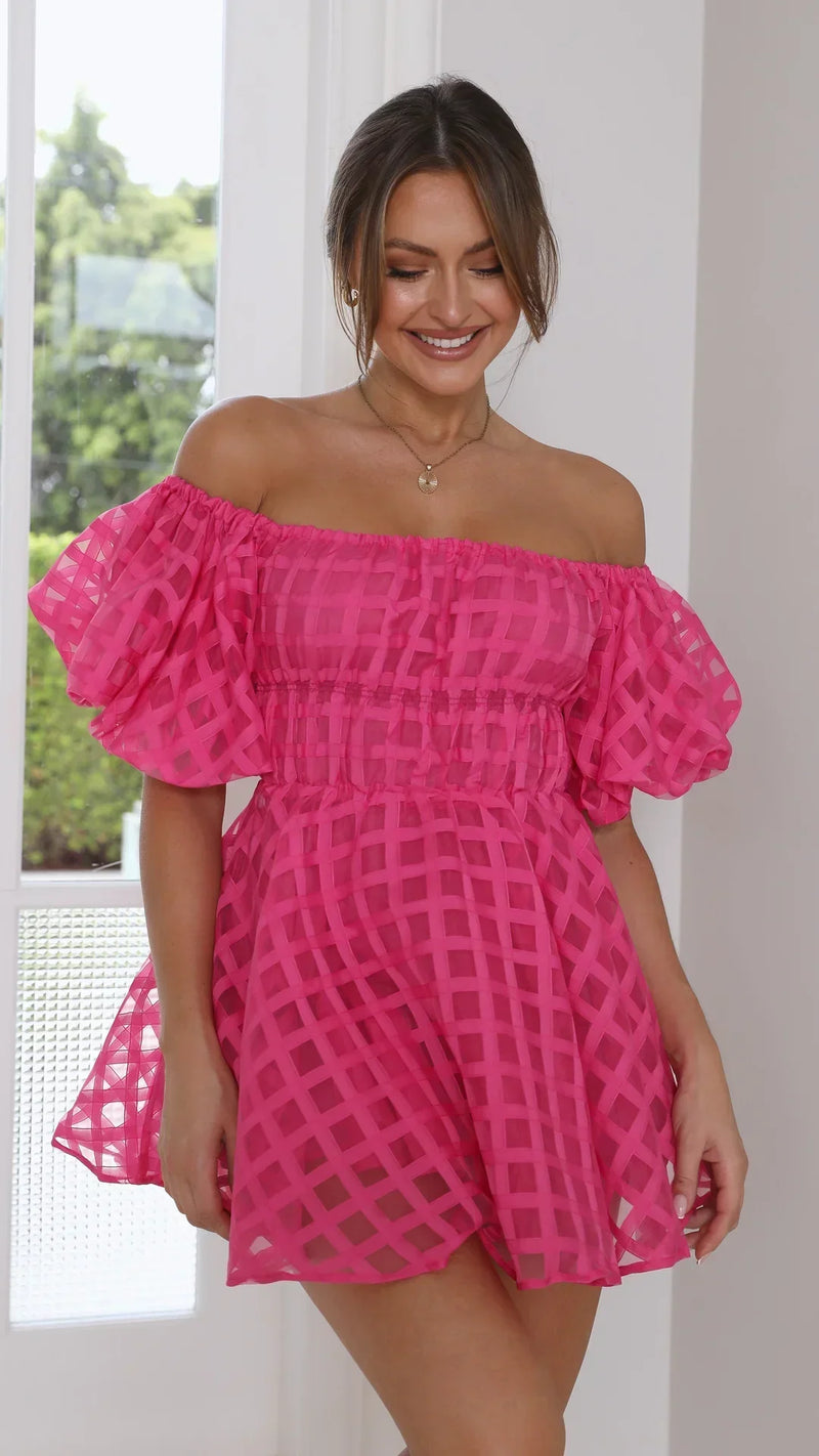 Schickes Heidi -Minikleid Mit Puffärmeln Für Frauen