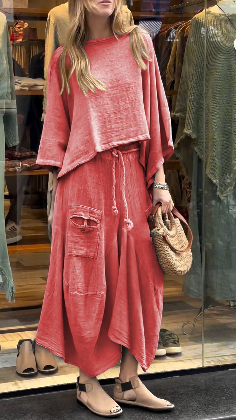 Damen Rundhals Freizeitkleid – Komfort und Stil aus Baumwolle und