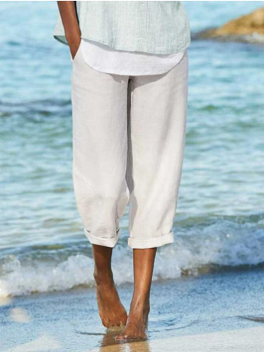 Bequeme und elegante Freizeithose aus Baumwolle und Leinen