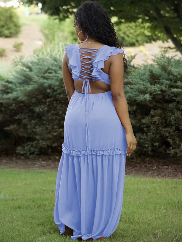 Elegantes Rackenfreies Spitzen-Maxikleid für besondere Anlässe
