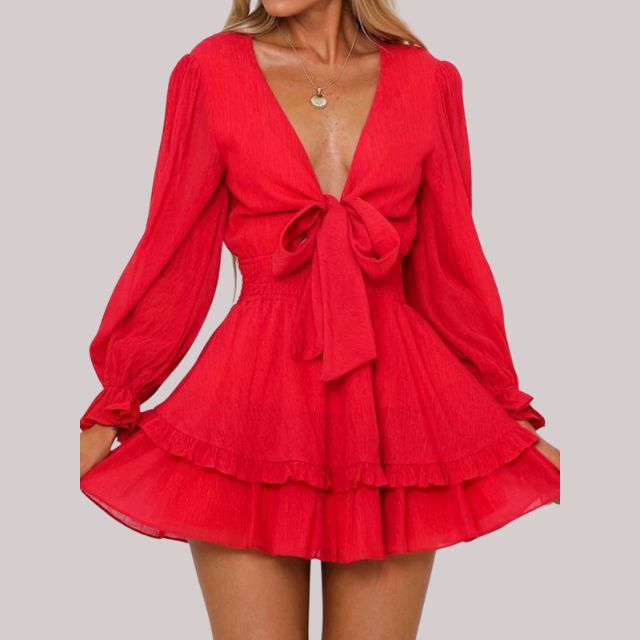 Bequemes | Wickelkleid mit Rüschen und Taillenban für dich