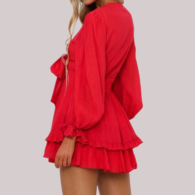 Bequemes | Wickelkleid mit Rüschen und Taillenban für dich