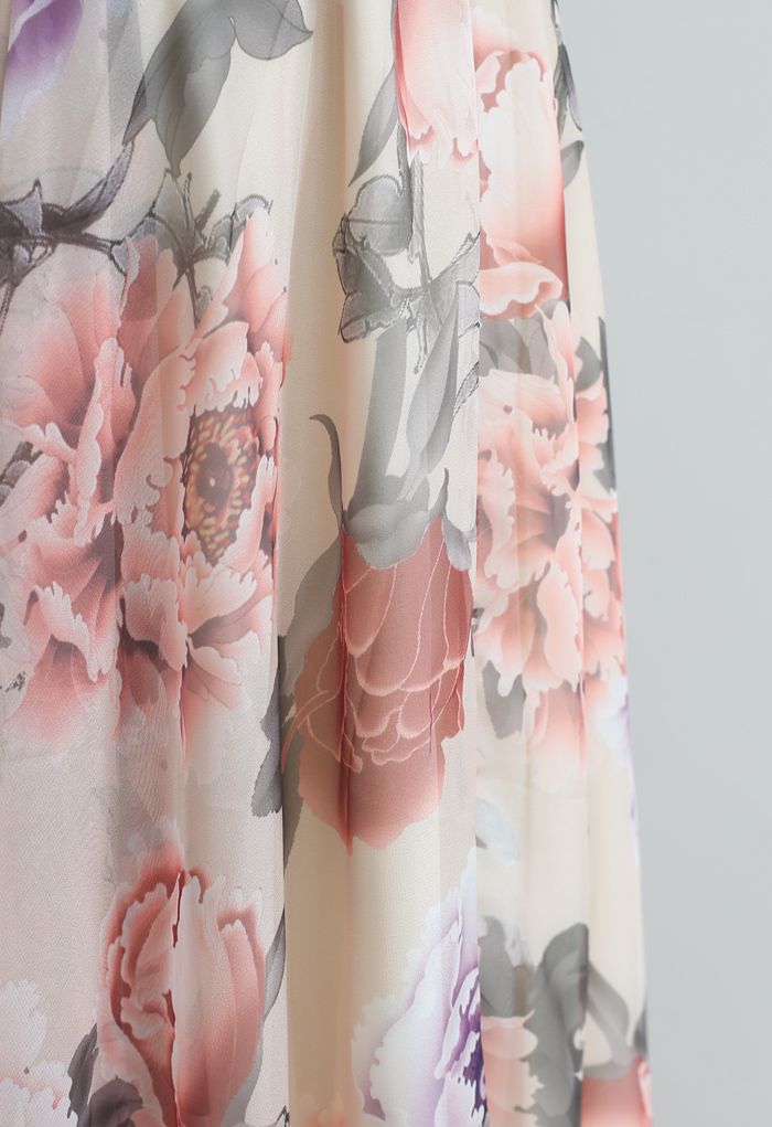 Beatrix - Splendid Pfingstrose Chiffon Maxirock