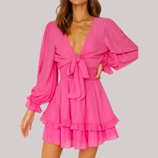 Bequemes | Wickelkleid mit Rüschen und Taillenban für dich