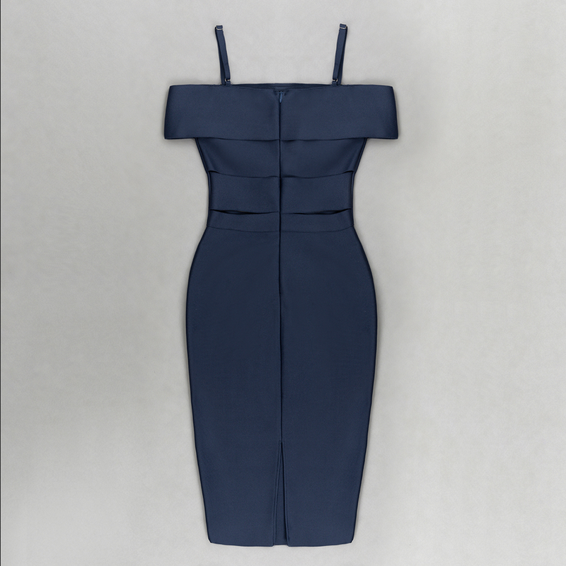Schulterfreies Bandage-Midikleid | Blau