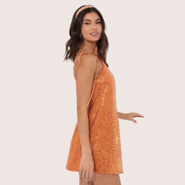 Elegantes Heidi -Pailletten-Minikleid mit Neckholder