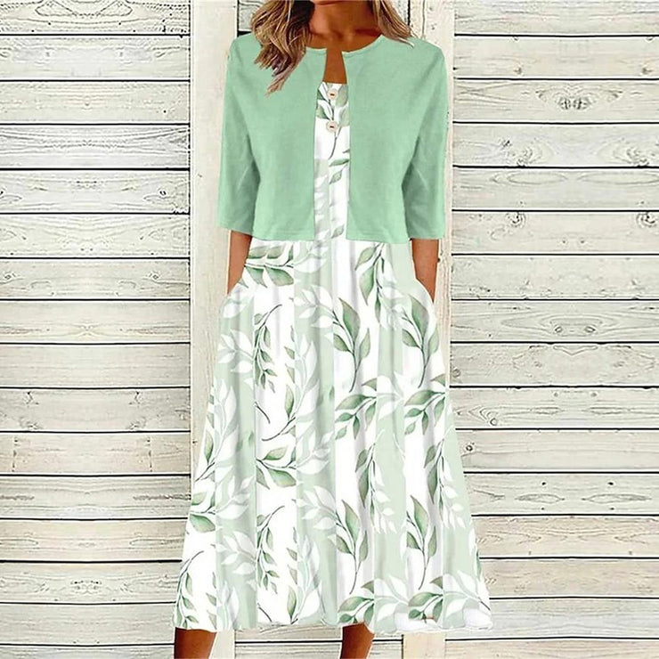 Hildegard - Grünes Midikleid mit Seitentaschen