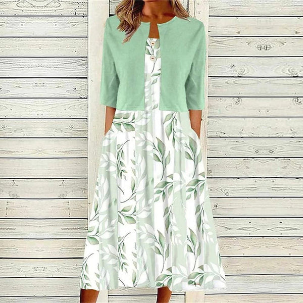 Solveig - Grünes Midikleid mit Seitentaschen