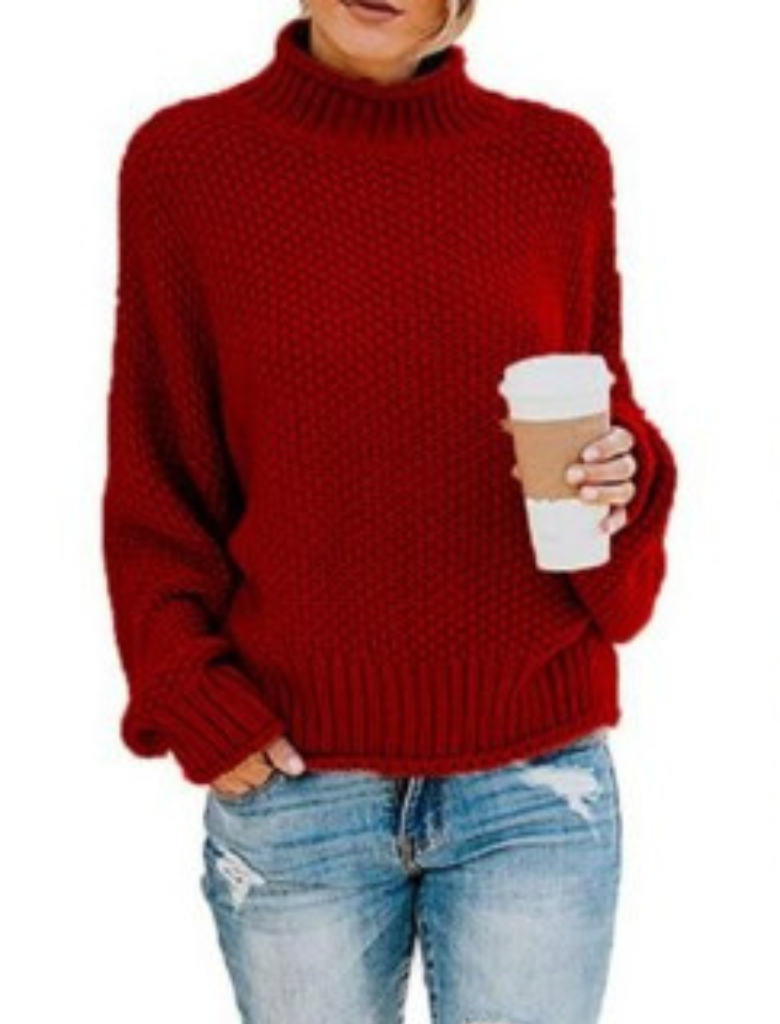 Anni - Unifarbener langärmeliger Pullover