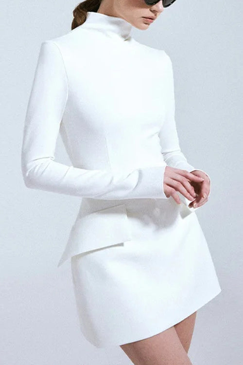 Elegantes Heidi -Rosiedress Mini Kleid mit langen Ärmeln