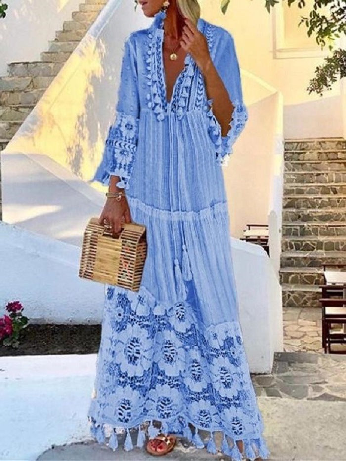 Hannah - Maxikleid mit Fransen und Spitze