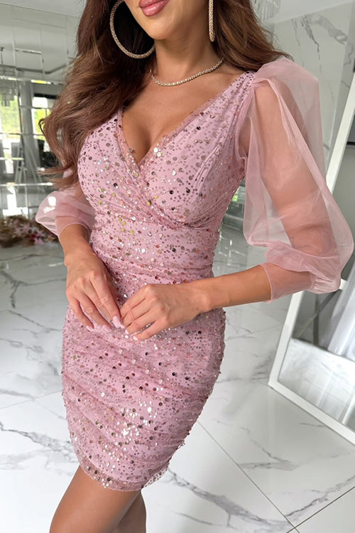 Elegantes Heidi-Rosiedress Mit V-Ausschnitt Kleid