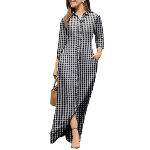 Elegantes - rosafarbenes, leichtes Hemdblusenkleid mit Karokragen und Knöpfen für dich