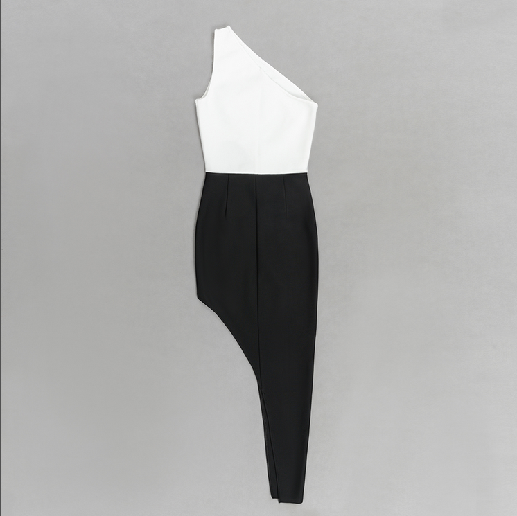 Asymmetrisches Midikleid mit Strass-Akzent | Mehrfarbig