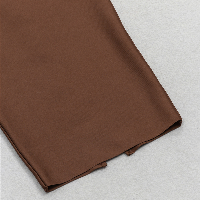 Rückenfreies Midikleid im Bandage-Stil | Braun