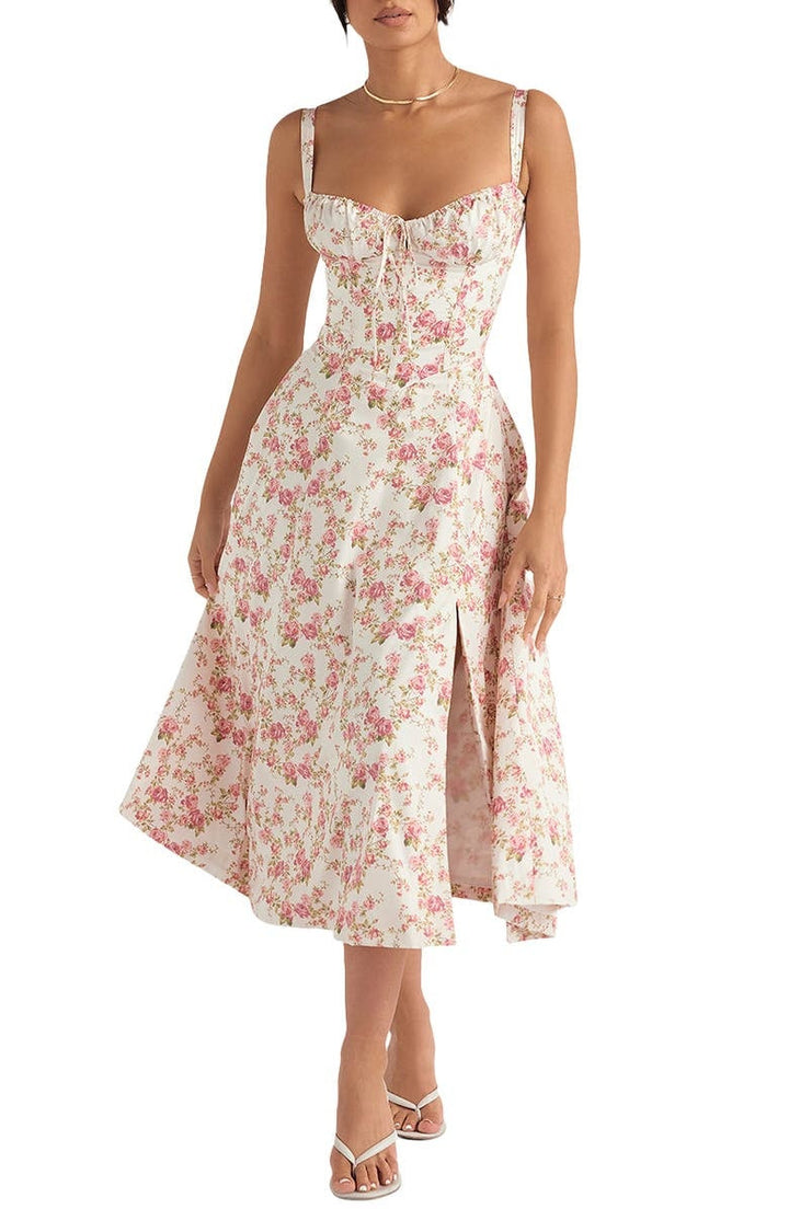 Floral Kleid | Elegant sommer sleeveless Midi Frauenkleid