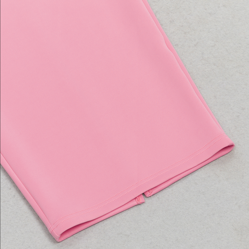 Schulterfreies Midikleid mit Rüschen | Rosa