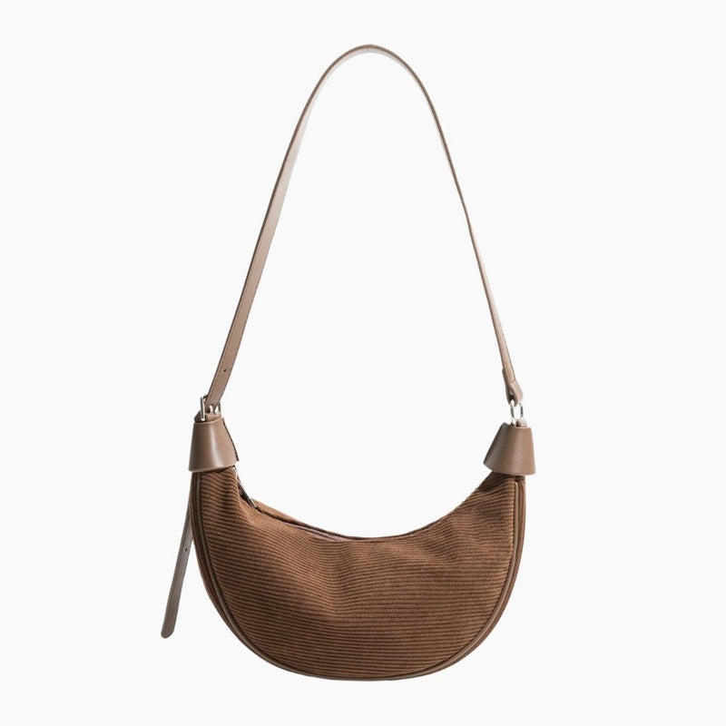 Cord Schultertasche mit Verstellbarem Trageriemen und Reißverschluss