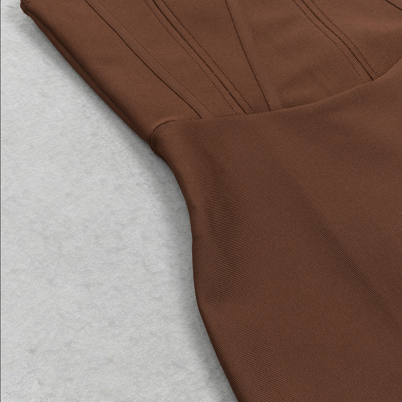 Rückenfreies Midikleid im Bandage-Stil | Braun
