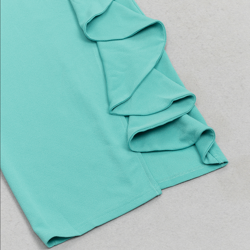 Trägerloses, asymmetrisches, figurbetontes Midikleid | Grün