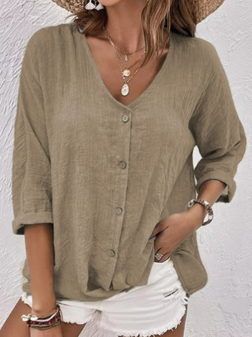 Rosita – Entspannter Pullover Mit V-Ausschnitt, Kurzen Ärmeln Und Bluse