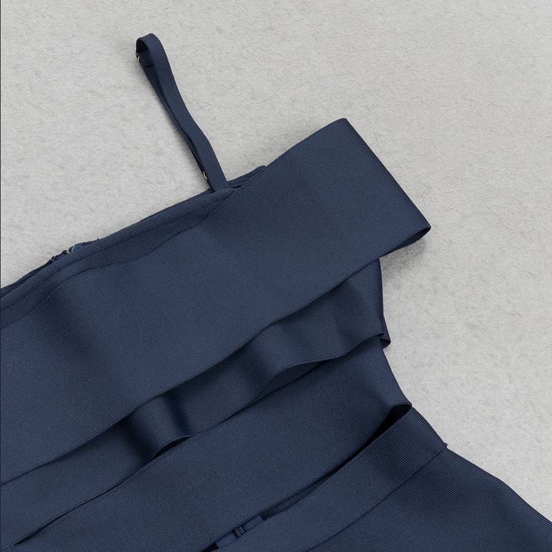 Schulterfreies Bandage-Midikleid | Blau