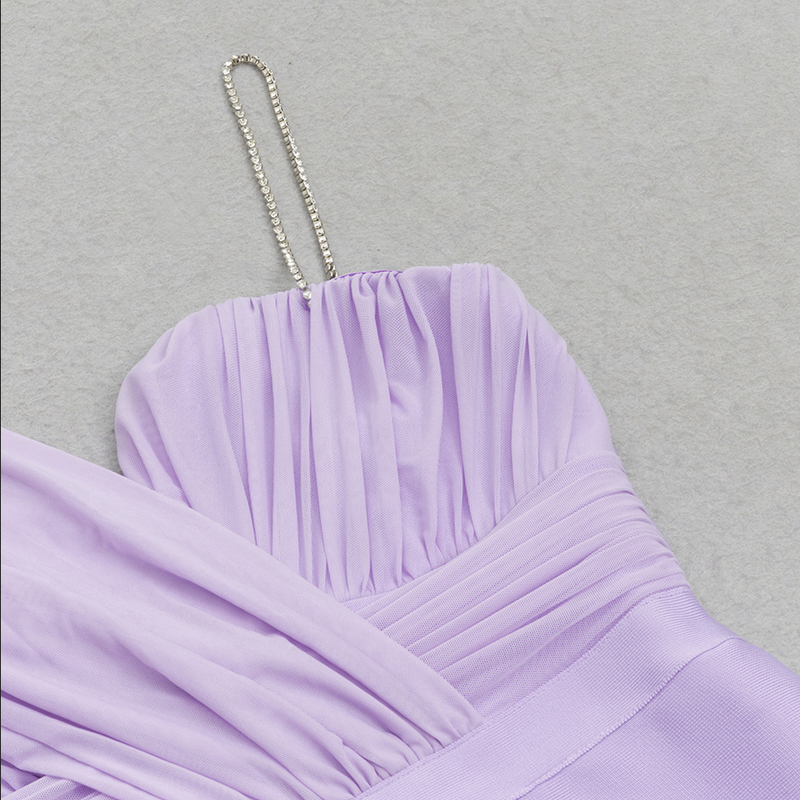 Asymmetrisches Bandage-Midikleid mit Schwalbenschwanz | Lila