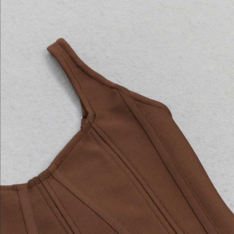 Rückenfreies Midikleid im Bandage-Stil | Braun