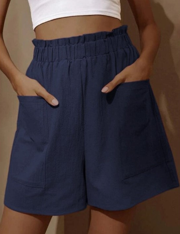 Elegante Baumwoll--Shorts mit hohem Bund und Knöpfen