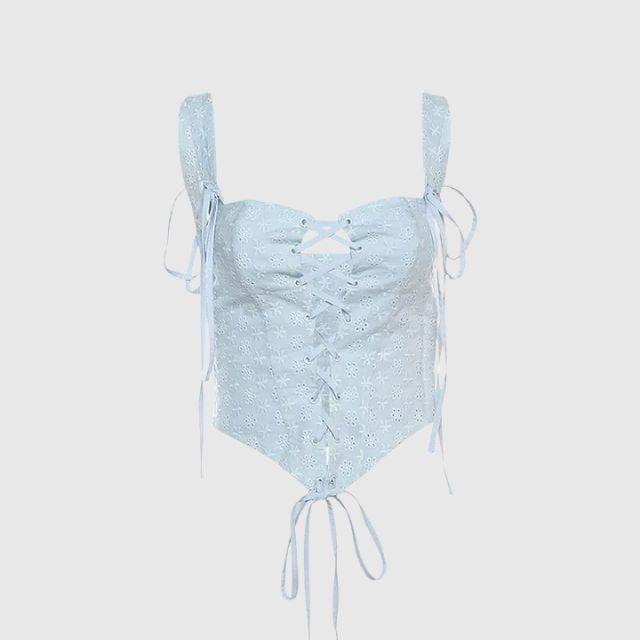 Eleganter Heidi -Schnür-Corsagen-Romper mit Puffärmeln