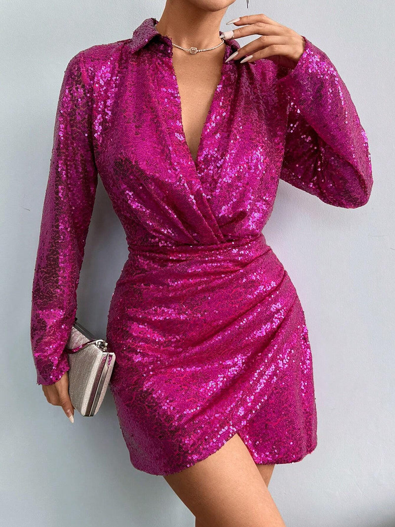 Elegantes Glitzer Kleid Für Frauen im Winter