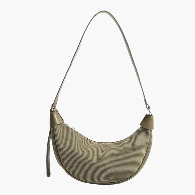 Cord Schultertasche mit Verstellbarem Trageriemen und Reißverschluss