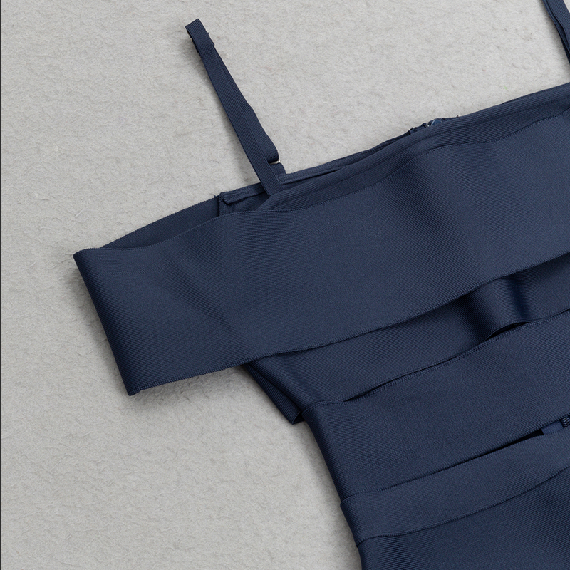 Schulterfreies Bandage-Midikleid | Blau