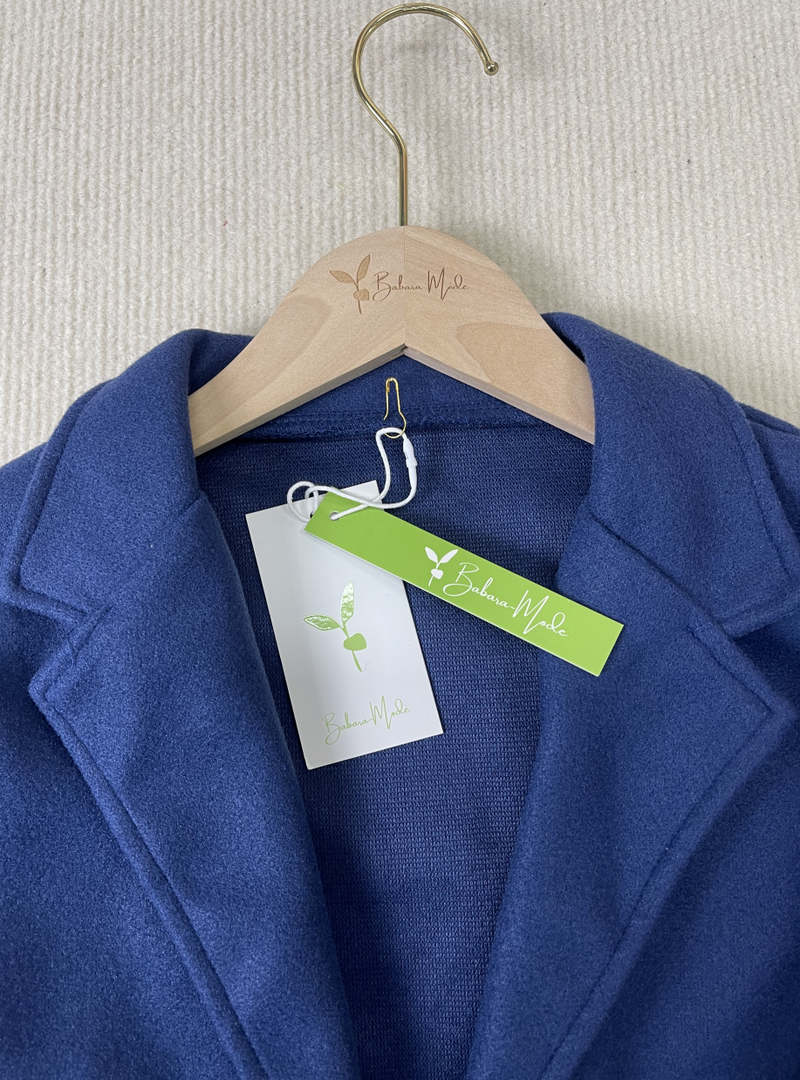 Sabine - Marineblaue monochrome langärmelige Oberbekleidung
