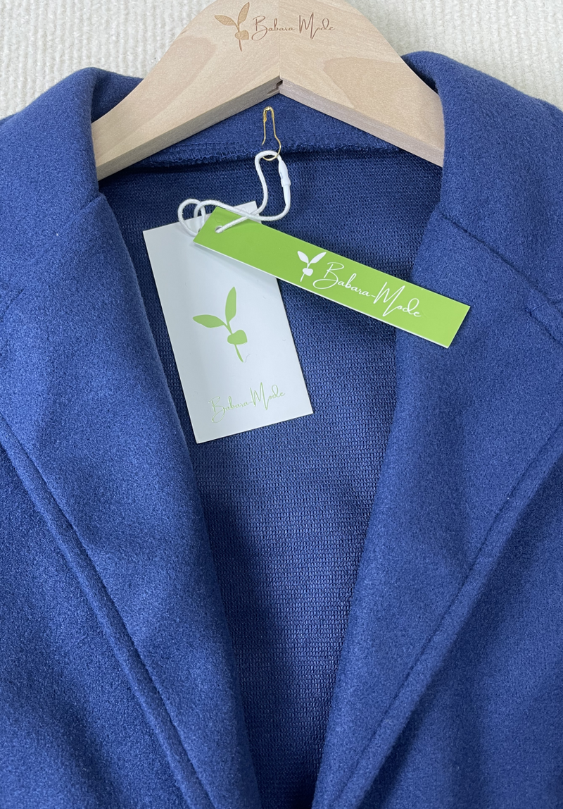 Sabine - Marineblaue monochrome langärmelige Oberbekleidung