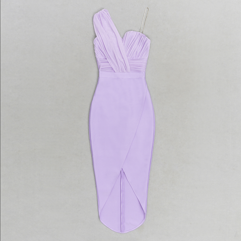 Asymmetrisches Bandage-Midikleid mit Schwalbenschwanz | Lila