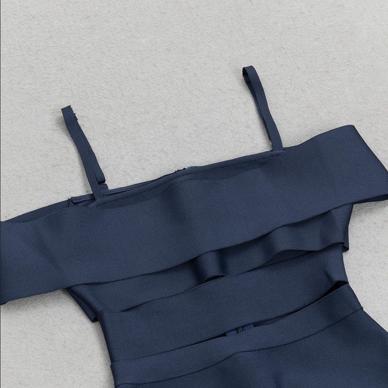 Schulterfreies Bandage-Midikleid | Blau