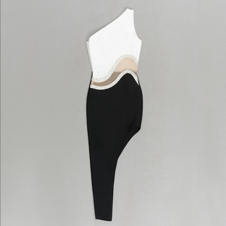 Asymmetrisches Midikleid mit Strass-Akzent | Mehrfarbig
