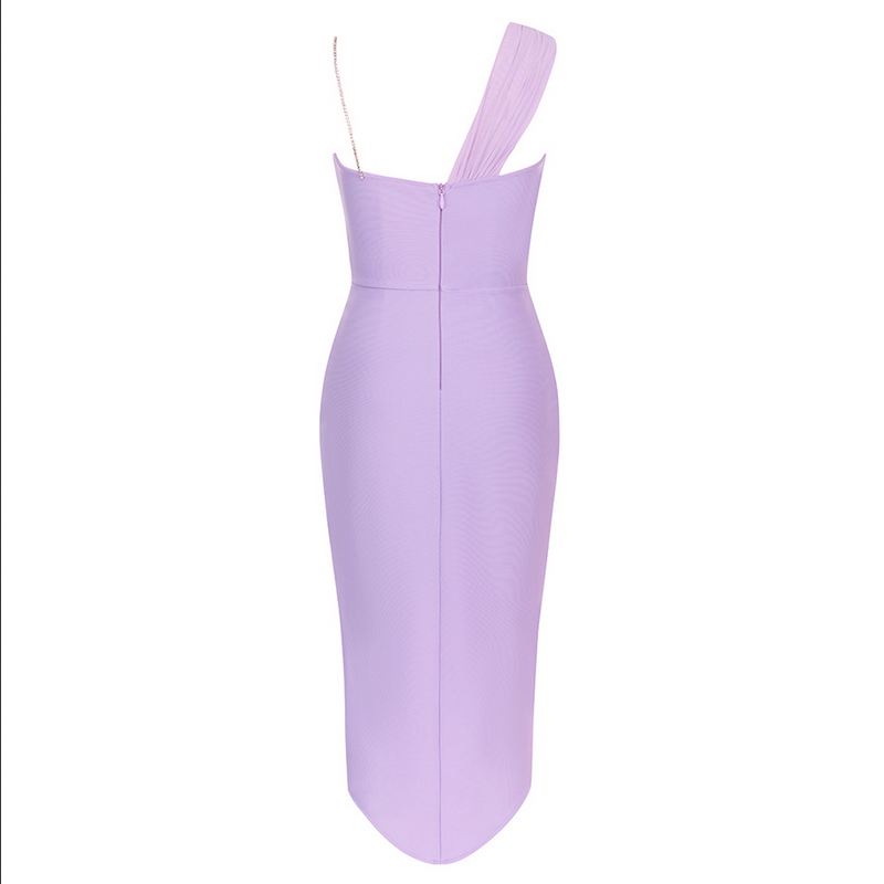 Asymmetrisches Bandage-Midikleid mit Schwalbenschwanz | Lila