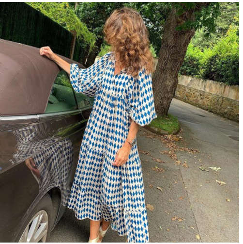 Gisela - Zauberhaftes Aura Maxikleid mit Boho V-Ausschnitt