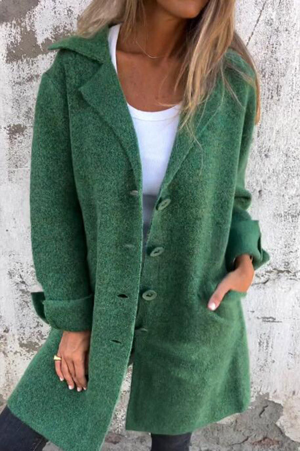 Klassische Herbst Midi Jacke mit Taschen für Frauen