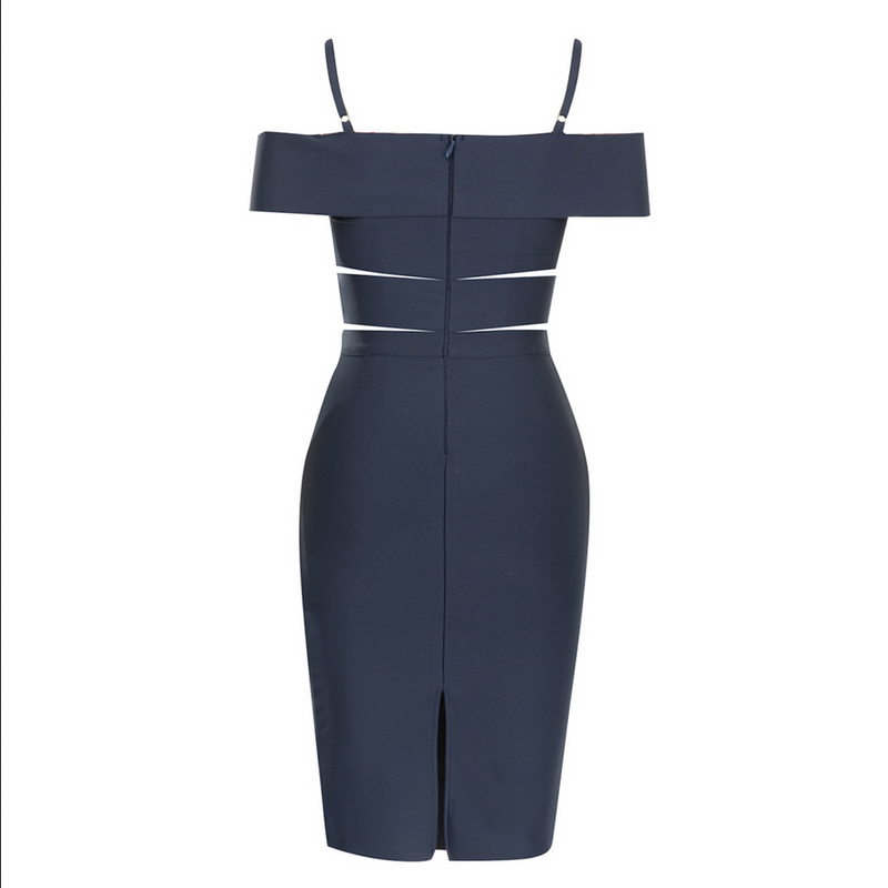 Schulterfreies Bandage-Midikleid | Blau