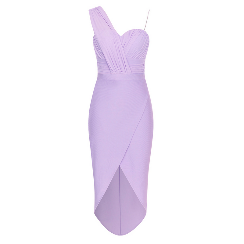 Asymmetrisches Bandage-Midikleid mit Schwalbenschwanz | Lila