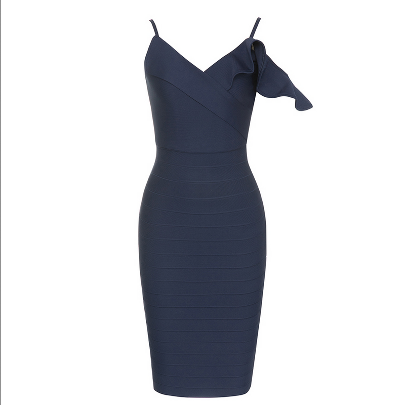 Midikleid mit Umschlagbund | Blau